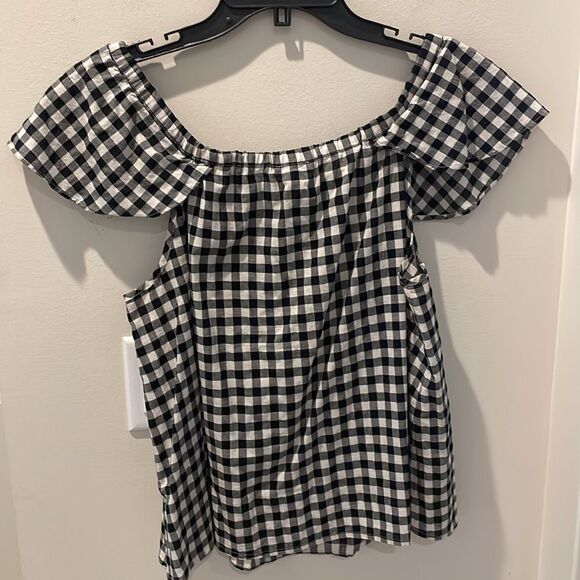J.Crew Factory checkered Top cap sleeve size Small - Picture 2 of 7